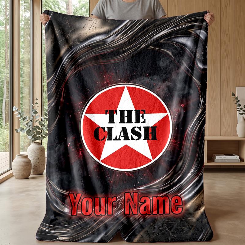 The Clash Custom Flannel Throw Blanket Print Your Name Text Soft Warm Blanket Holiday Present