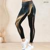 Women Plus Size High Waist Abstract Printed Leggings Side Eyelet Lace Up Full Length Fitted Pants