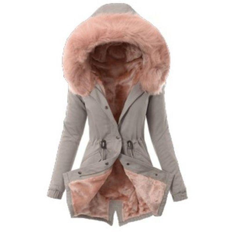 Luxurious Women Faux Fur Collar Hooded Parka Jacket For A Warm Winter