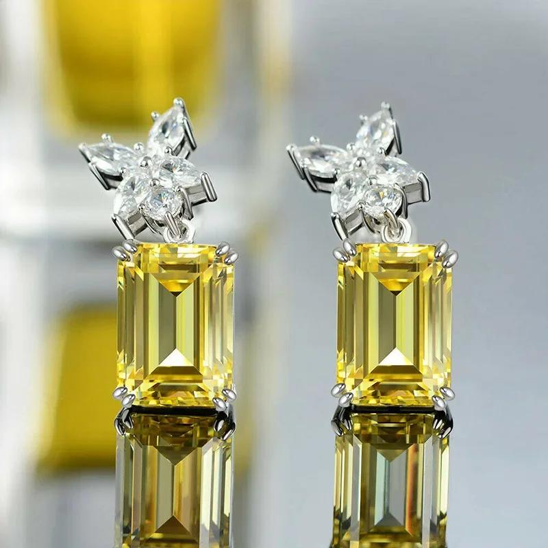 Women's Sparkling Water Drop Earrings Elliptical Geometric Zircon CZ Simple Luxury Engagement Fashion Jewelry Accessory