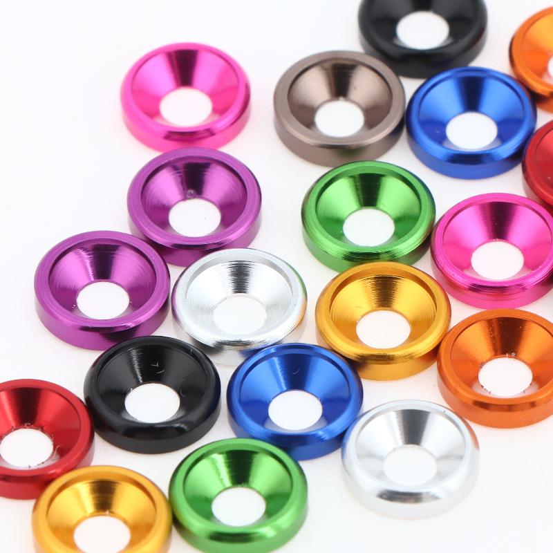 10Pcs M3 Colourful Aluminum Alloy Anodized Countersunk Head Bolt Washers Gasket For 1/10 Rc Car