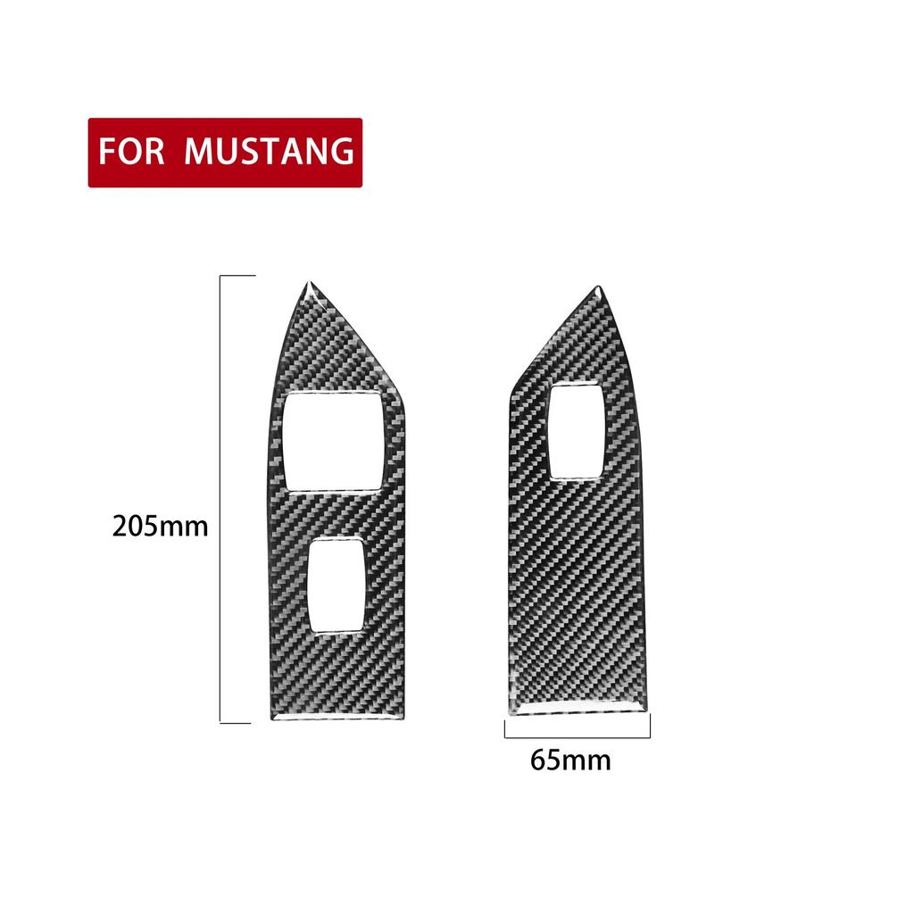2PCS Carbon Fiber Car Window Lift Switch Panel Decor Cover Trim Stickers For Ford Mustang 2005-2009 Auto Interior Accessories