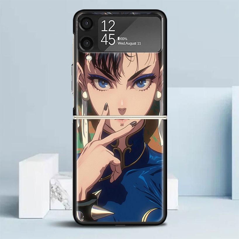 ChunLi S-Street F-FighterS Черный чехол для Samsung Galaxy Z Flip 7 6 5 4 3 5G Чехол для телефона Flip7 Flip6 Flip5 Flip4 Flip3 Рисунок C