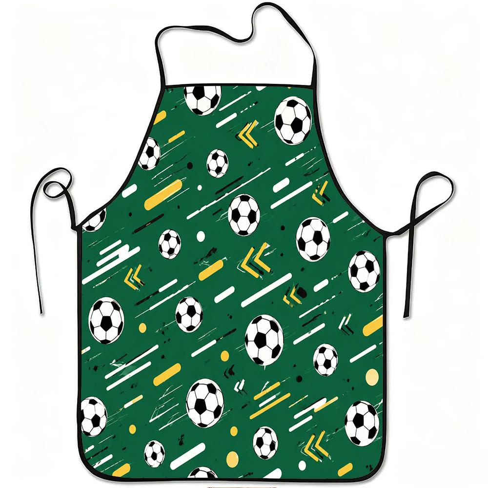 1pc Soccer Ball Pattern Printed Apron, Durable And Easy to Clean, Adjustable Waistband, Polyester Material, for Kitchen Cooking, Gardening, Orchard Pi