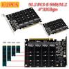 Адаптер-конвертер карты расширения 4 порта M.2 NVME SSD на PCIE X16 Поддержка 2230/2242/2260/2280 Хост-контроллер Карта расширения Светодиодный индикатор