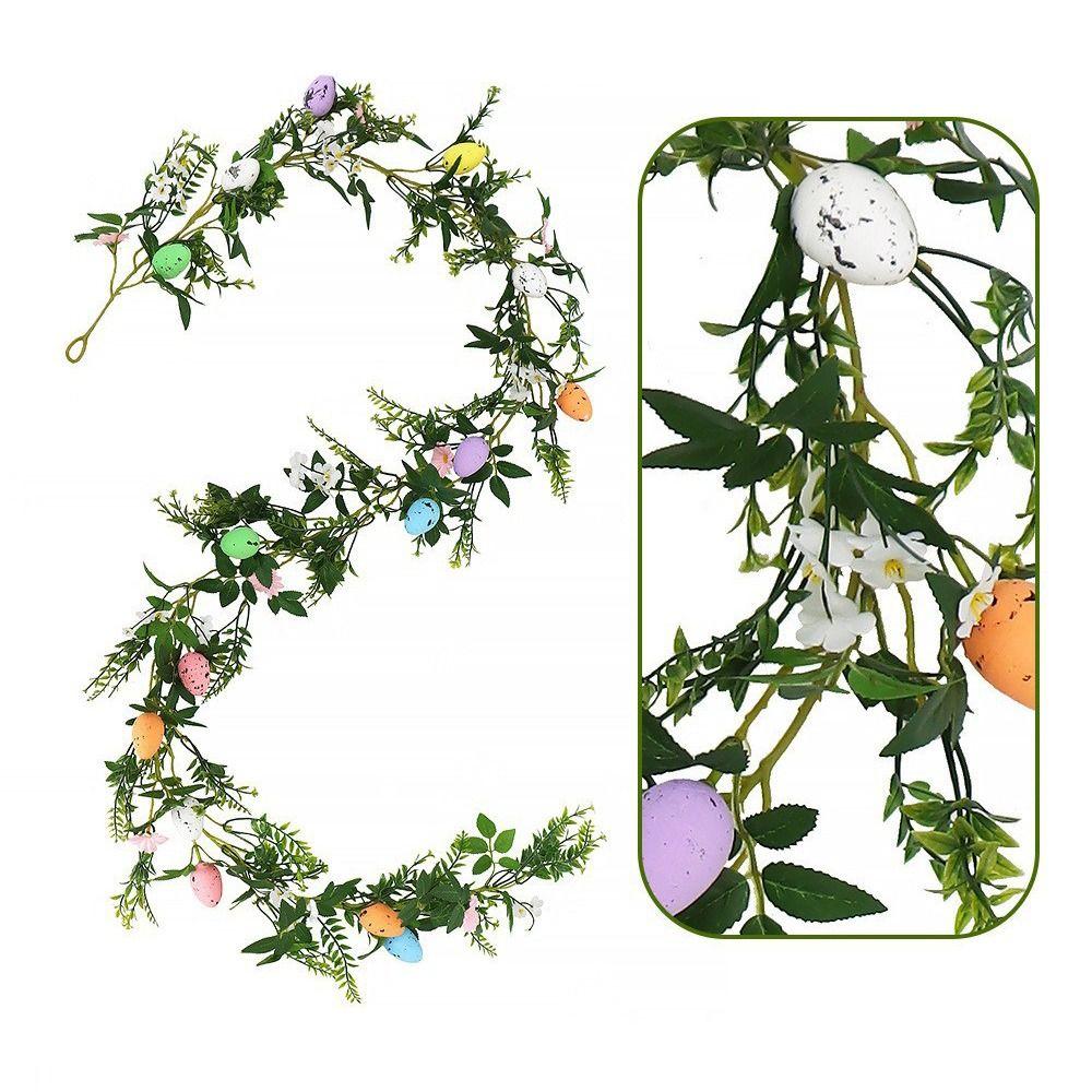 Green Plant Spring Eggs Garland Real Touch Simulation Eggs Pendants Front Door Porch