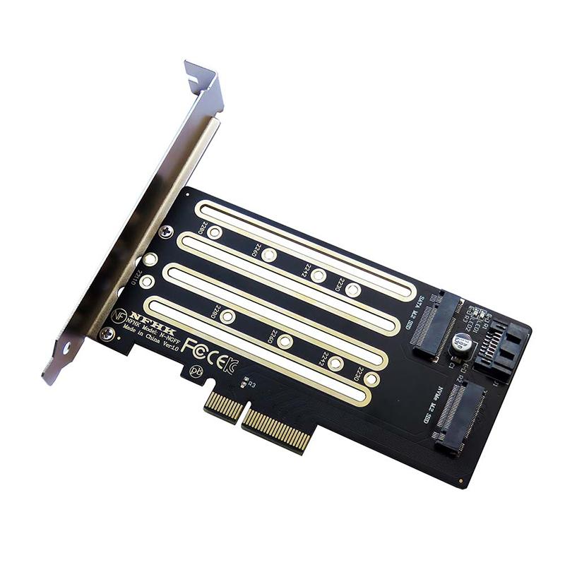 Адаптер PCIe 3.0 4.0 X4 для NVMe M.2 SSD, двухцелевой адаптер SATA для SATA M.2 SSD