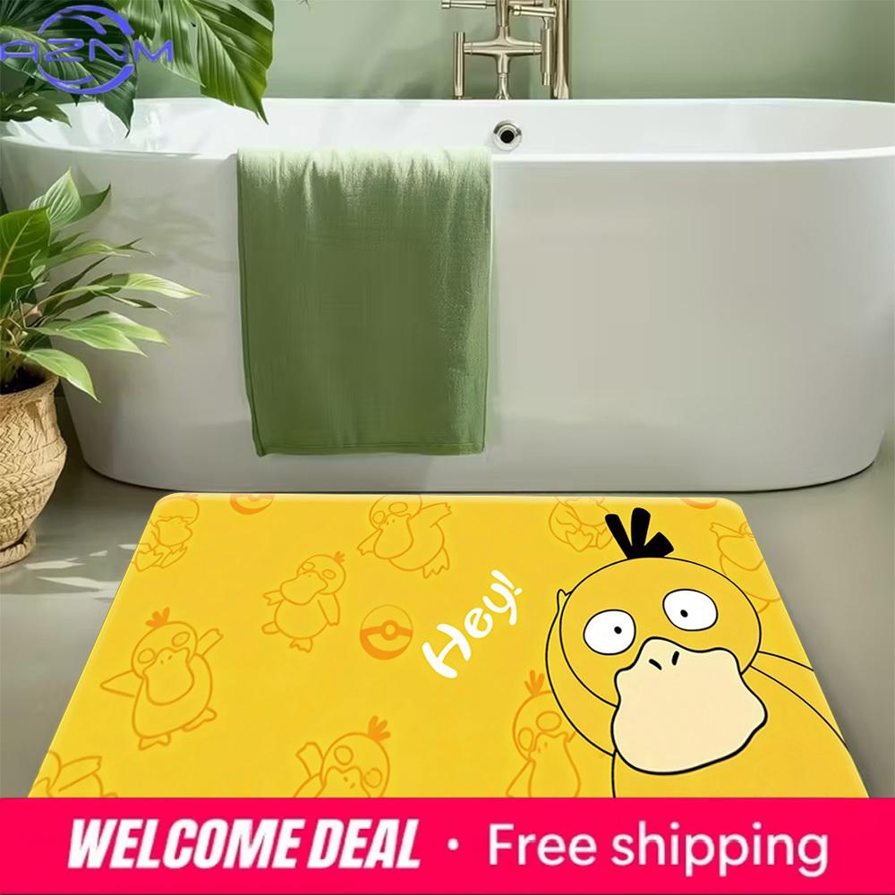 Pokemon Psyduck "Hey!" Cute Print Non-slip Doormat Soft Floor Mat for Home Decor