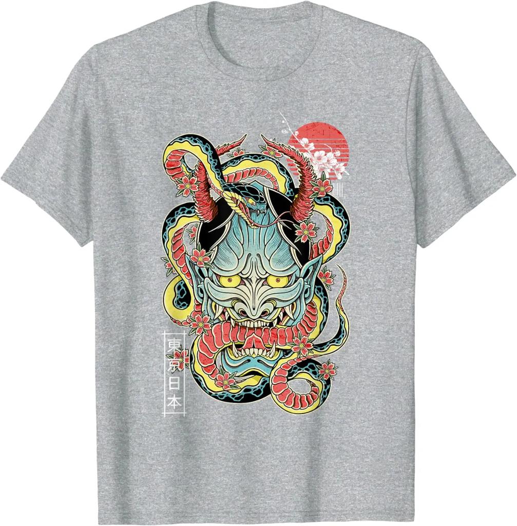 Японская маска демона они отаку дьявол вейпорвейв футболка