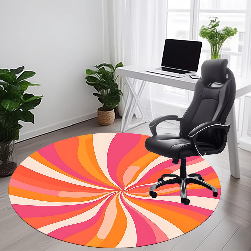 1PC Candy Swirl Office Round Area Rug, Mat Suitable For Office, Under Office Chairs Bedroom Living Room Home Decor, Room Deco