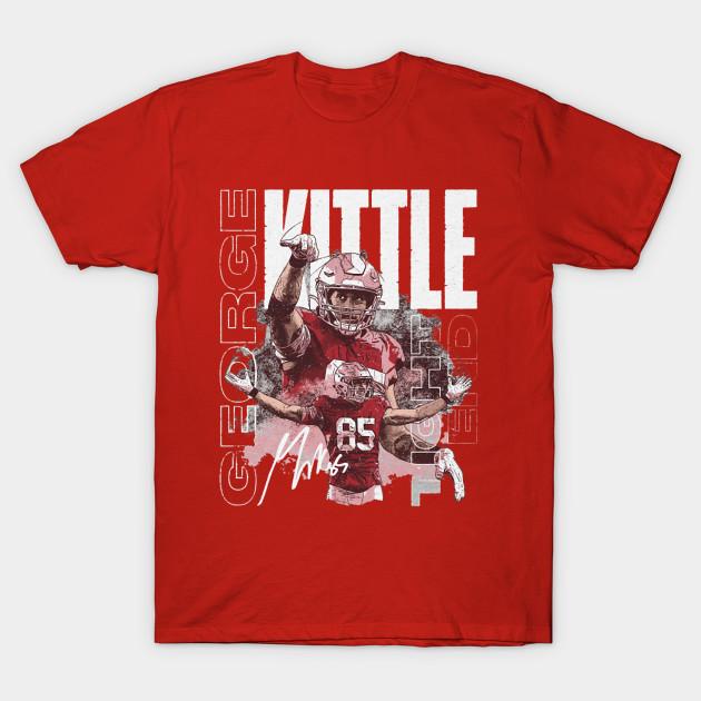 Asian Size Men Black Print T-shirt George Kittle San Francisco Dual No-Cut Heat Transfer Print Cotton Tshirt