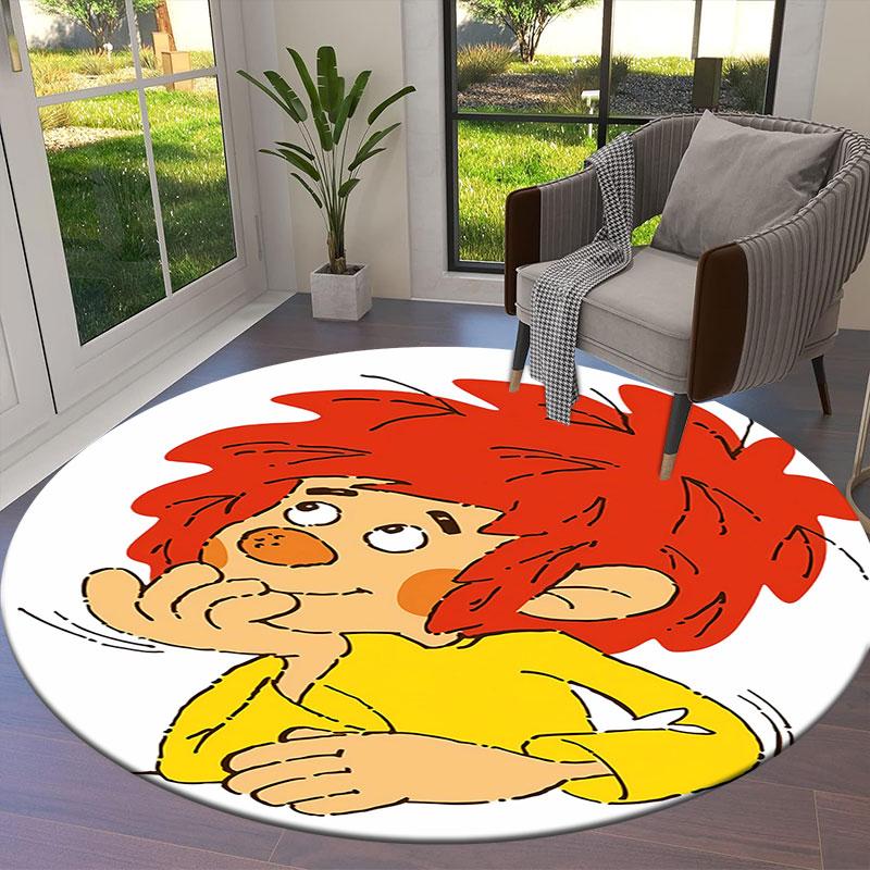 Meister Eder und sein Pumuckl Round Area Rug,Carpet Rug for Living Room Bedroom Sofa Playroom Decor,Non-slip Floor Mat