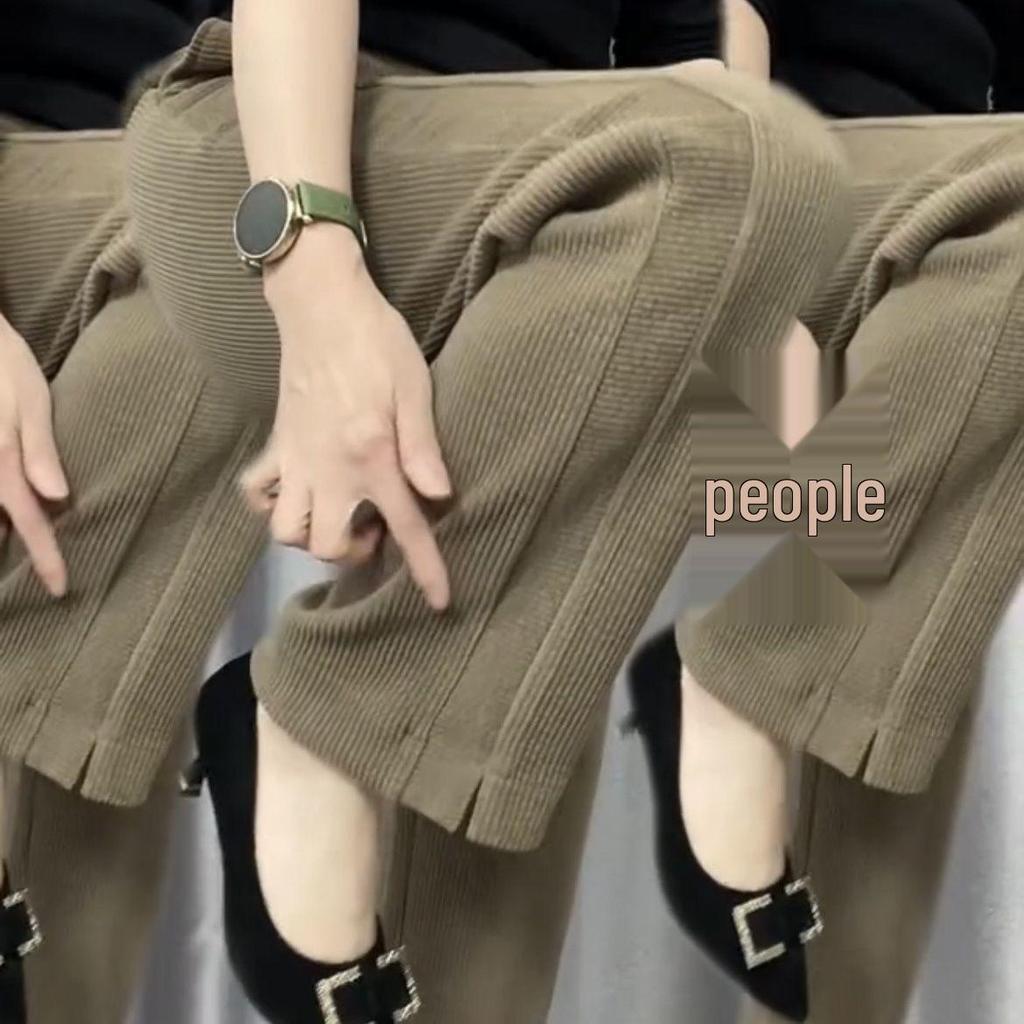 Женские брюки с высокой посадкой, на флисовой подкладке, прямого кроя, осенне-зимняя мода, утолщенные для тепла, стройнящие, свободного повседневного кроя