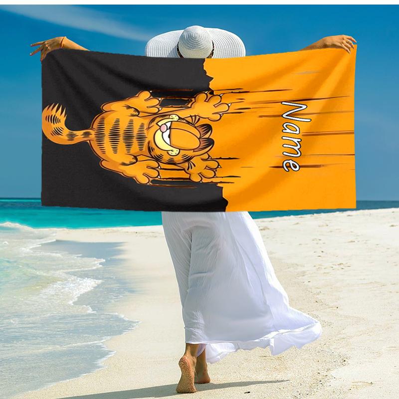 Personalized customized proof beach towel with Garfield pattern - soft, absorbent,quick-drying,perfect swimming,camping&bathing