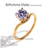EMANCO Fashion Bling Colorful Cubic Zirconia Thin Women's Ring Waterproof Stainless Steel Trendy Exquisite Finger Jewelry