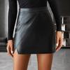 Women Mini Skirt High Tight Waist Faux Leather Irregular Solid Color Slim Fit Sheath A-line Smooth Soft Club OL Commute Casual Short Skirt