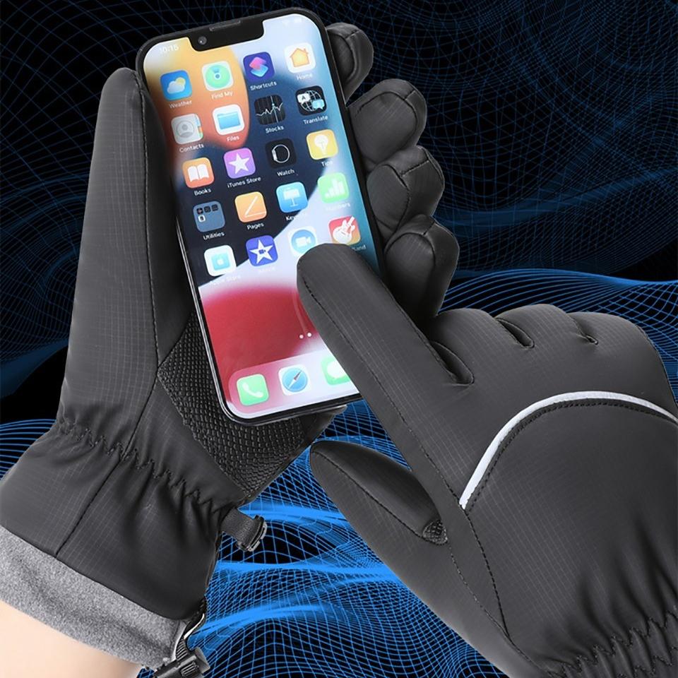 Getinfit Зимние Велосипедные Перчатки для Мужчин Водонепроницаемые С Флисовой Подкладкой Утолщенные Противоскользящие Сенсорный Экран Для Улицы Катания на Лыжах Альпинизма
