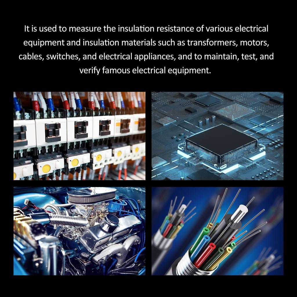 Insulation Resistance Meter Digital Ohmmeter Megger Handheld Insulation Tester Megameter 0-2000M Ohm