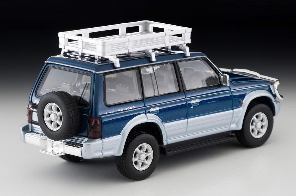 Tomica Limited Vintage Neo 1/64 Scale LV-N206a Mitsubishi Pajero Mid-Roof Wide VR with Optional Parts, 1994 Model, Blue/Silver, Finished