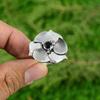 Gift For Her 925 Silver Natural Black Onyx Promise Flower Adjustable Ring