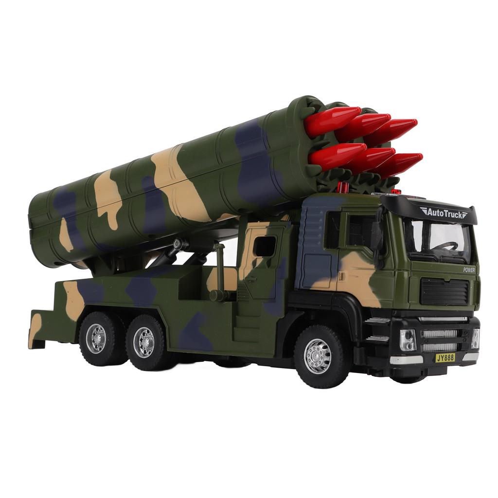 1/50 Военная ракетная модель автомобиля из сплава с инерционным двигателем, игрушечная ракета со звуком и светом для детей