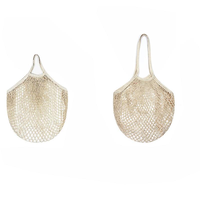 Ручная складная хлопковая сетчатая сумка для покупок, многоразовая фруктовая сетчатая сумка, плетеный сетчатый карман с镂镂, кухонное хранение