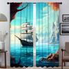Оконная штора для комнаты 2 Панельная иллюстрация корабля Раздел затемняющие шторы Хэллоуин украшения Домашний интерьер шторы оттенки