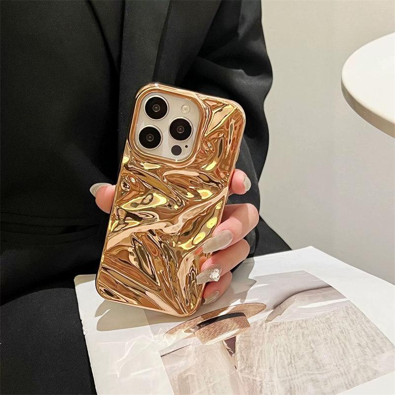 Чехол для телефона с 3D-дизайном в виде глянцевой волны для iPhone 16, 15 Pro Max, 14 Plus, 13, 12, 11 — защита камеры и ударопрочная задняя крышка