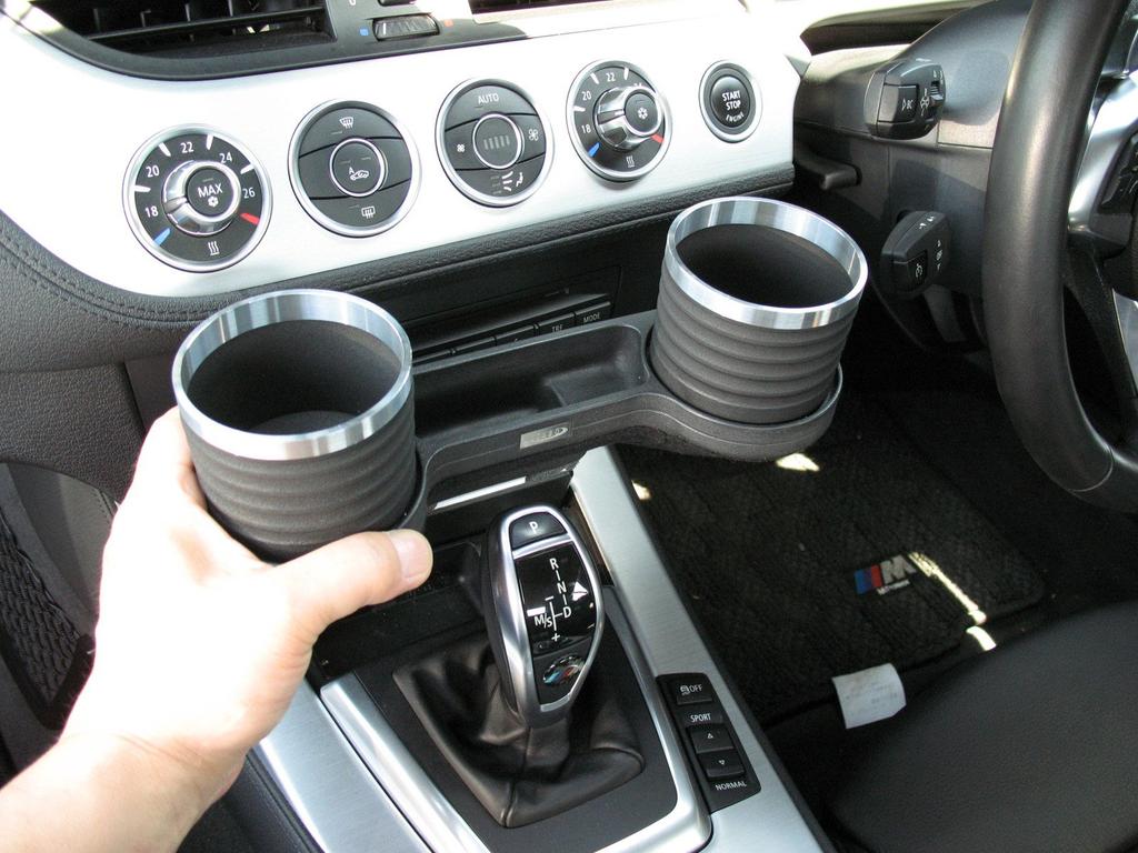 ALCABO Drink & Pocket Holder, Black Cup (AL-B113B) for BMW Z4 Series (E89 with Ashtray) Right-Hand Drive/Left-Hand Drive