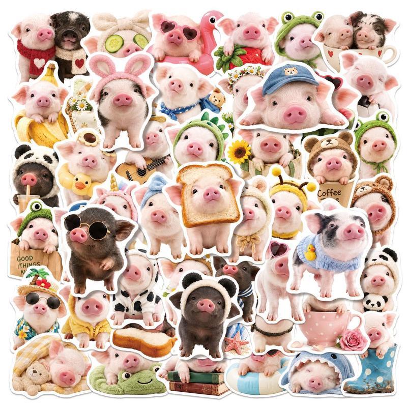50 шт. Милые розовые свинки – Наклейки Kawaii для DIY, ручной работы, для журналов, планшетов и декора
