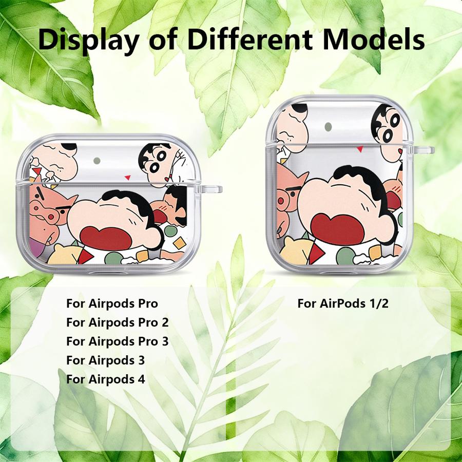 Case For Airpods Pro Pro2 1 Pro3 3 2 4 Clear Earphone Cases Cover Cartoon Crayons Shinchan