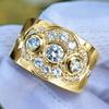 Luxury Trendy Gold Color Wedding Rings for Women Paved Brilliant Cubic Zirconia New Fashion Engagement Band Lady Jewelry