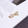 Small Design Nlaid Zircon Silver Needle Earrings Simple Student Ear Clip for Women