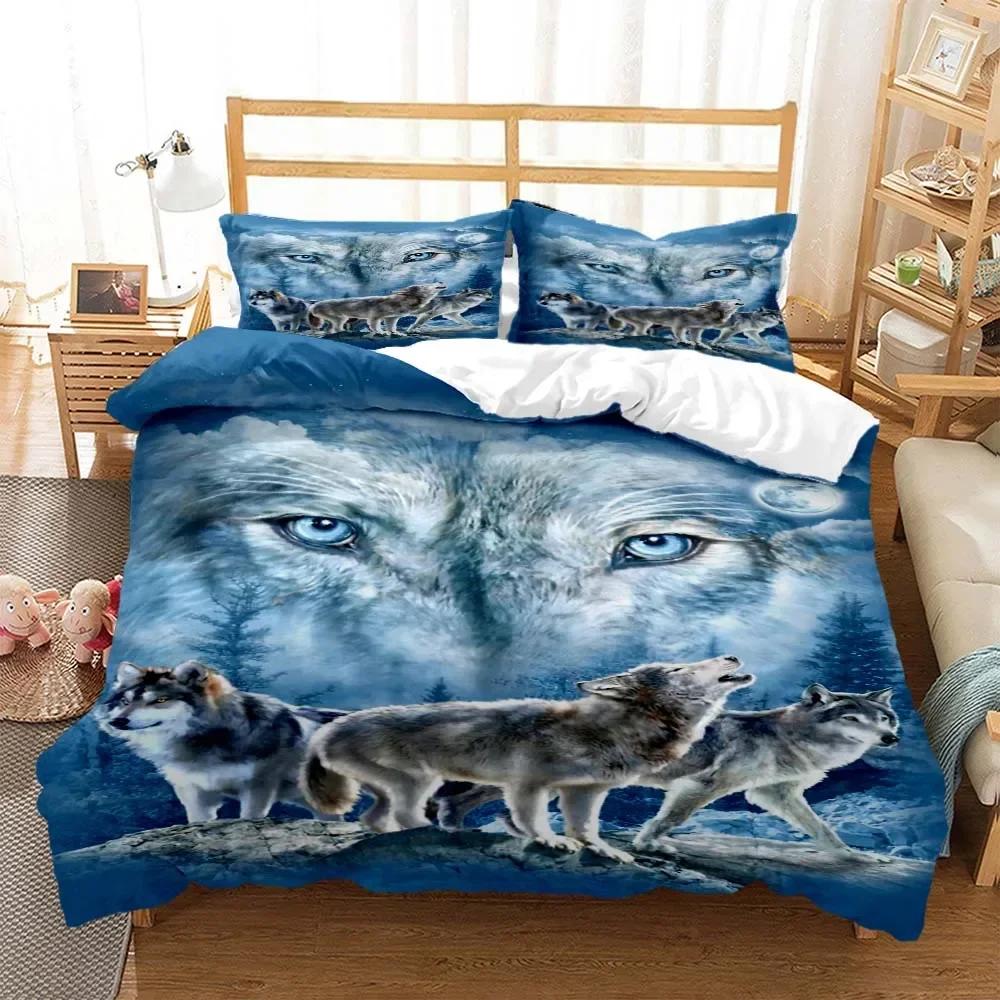Wolf Digital Print Comfortable Duvet Quilt Cover Pillowcase Bedding Set Children Bedroom Decoration Home Textile