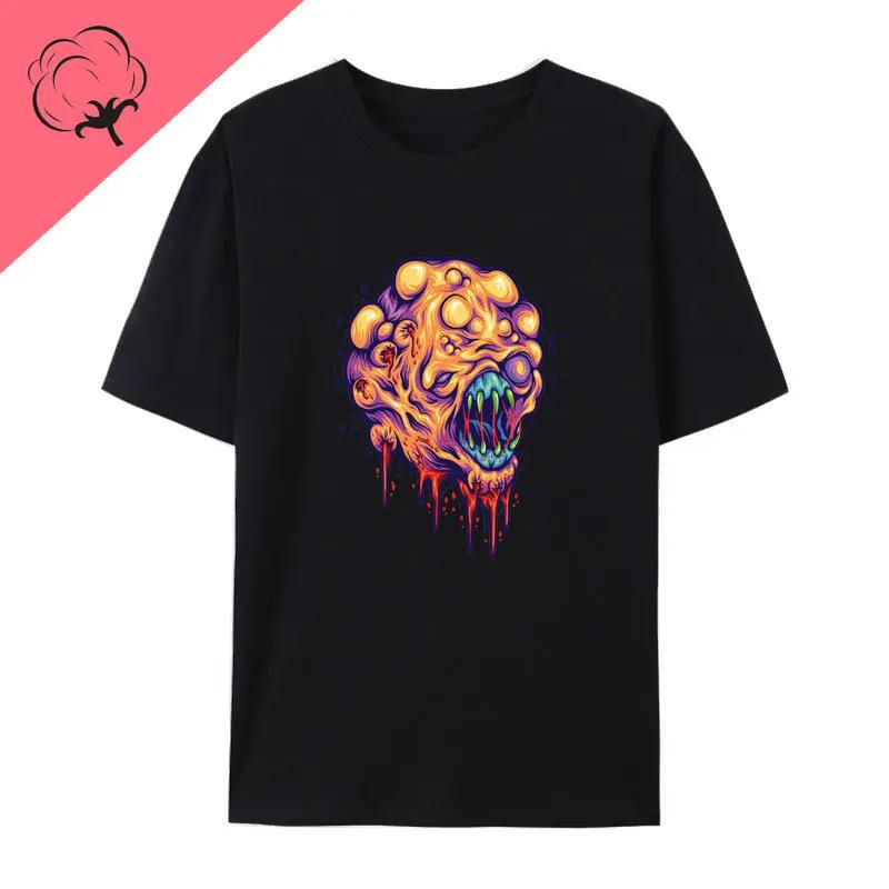 Monster Television Crawling Terror Creature Cotton T Shirt Scary Halloween Street Fashion Clothing Creative Casual Camisetas