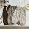 Детские гигиенические штаны на весну и осень, клетчатые штаны для мальчиков и девочек, корейская версия, модные универсальные повседневные спортивные штаны