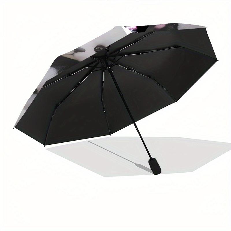 Panda Pattern Automatic Folding Umbrella 8 Ribs, Durable Iron Frame, Bright Color Pattern Compact Travel Umbrella, Suitable for Outdoor, Be
