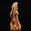 Wooden Sea-Crossing GuanyinStatue Chinese Buddha Log Color Solid Wood Carving Home Living Room FengShui Decoration Figure Statue
