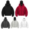 Winter Warm Hoodie Coat Unisex Double Hooded Solid Color Casual Jacket Loose Fit Thick Warm Sweatshirt Coat