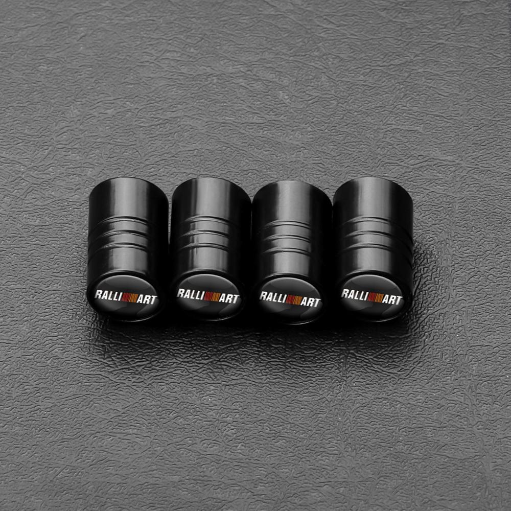 rvcr3 4Pcs Metal Car Wheel Tire Stem Valve Caps Auto Accessories For Mitsubishi 9 Ralliart X EX ASX L200 Colt Outlander Pajero Lancer