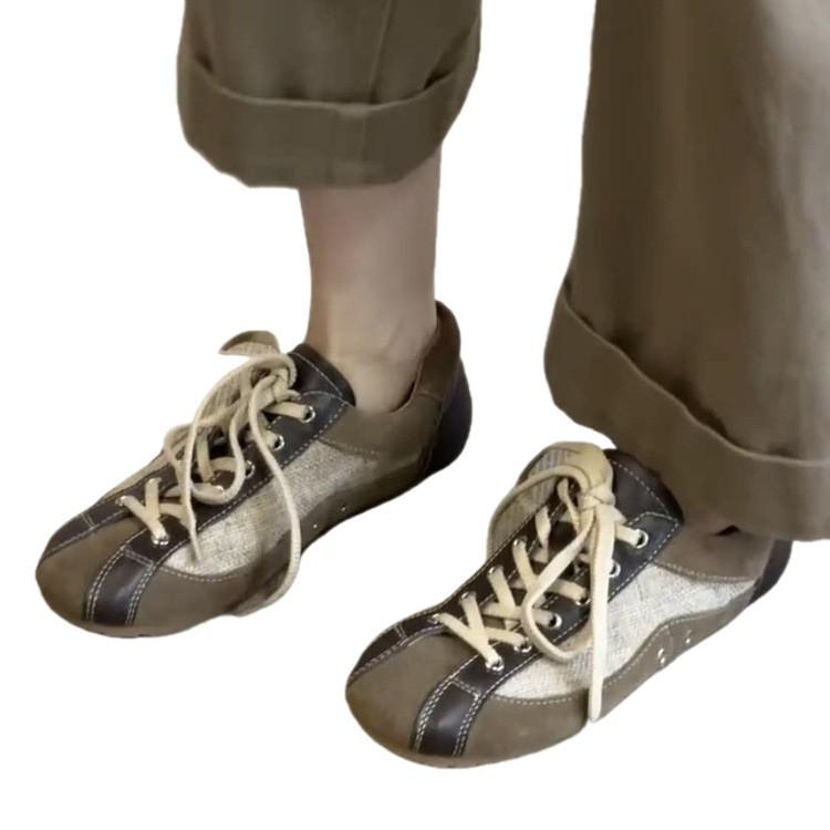 Sheepskin version~ autumn new lace-up casual German training shoes new retro flat baseplate shoes sports Forrest Gump shoes