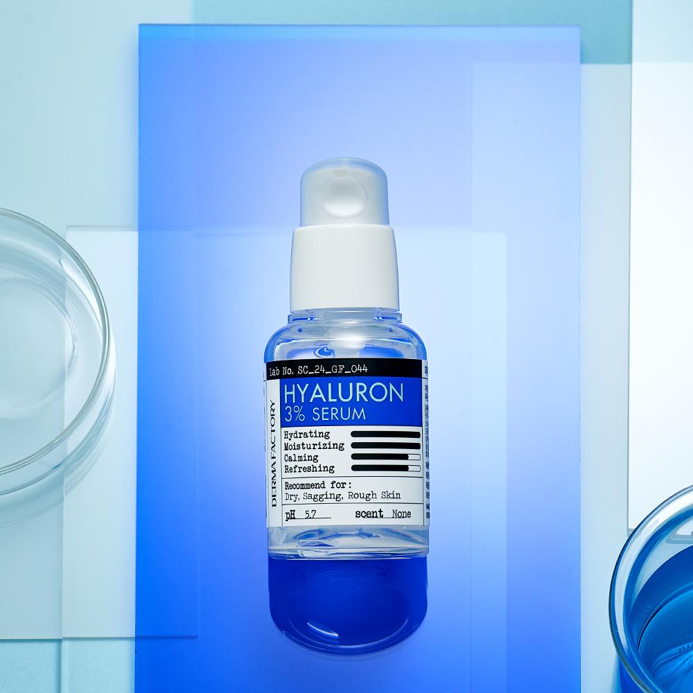 DERMA FACTORY Сыворотка с гиалуроновой кислотой 3% 30 мл – Низкомолекулярная гиалуроновая кислота, Глубокое увлажнение и успокаивающий уход за кожей, Корейская