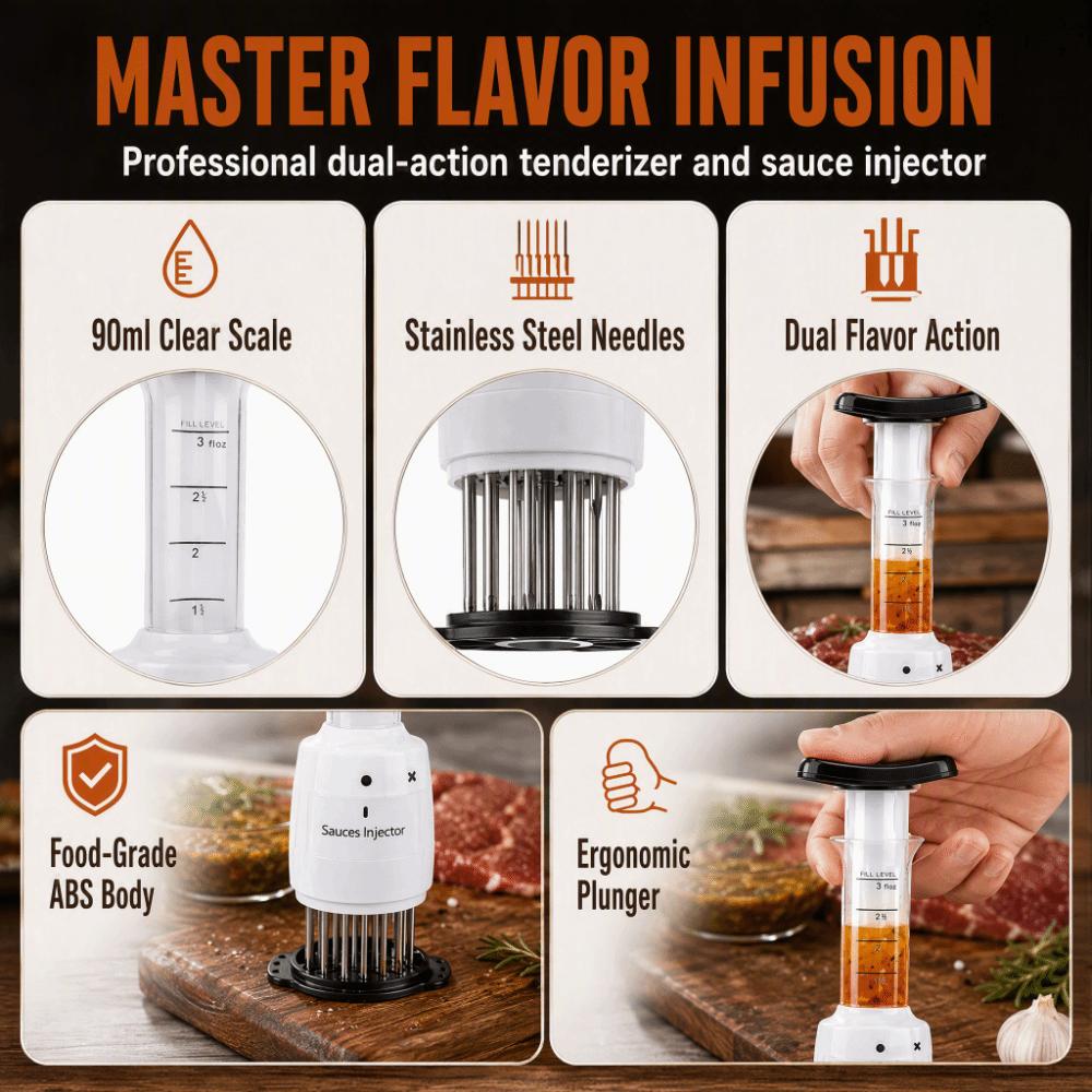 White Steak Tenderizer Tool Easy Clean Seasoning Injector Kitchen Tenderizer Tool Kitchen Use
