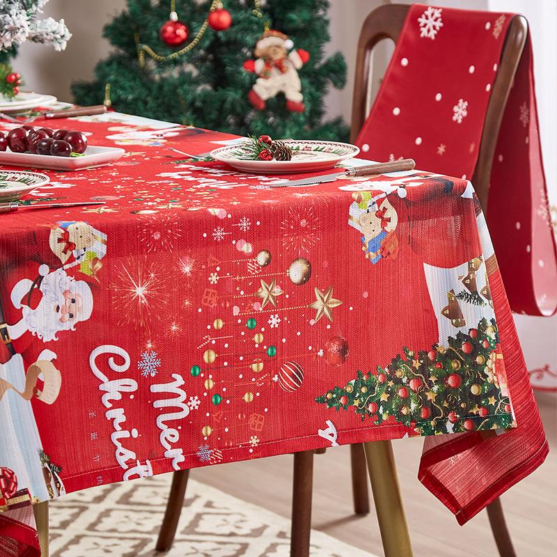 Christmas Bell Print Tablecloth Cover Decoration Rectangular Waterproof Table Cloth Party Decorative Table Mat Tablecloths