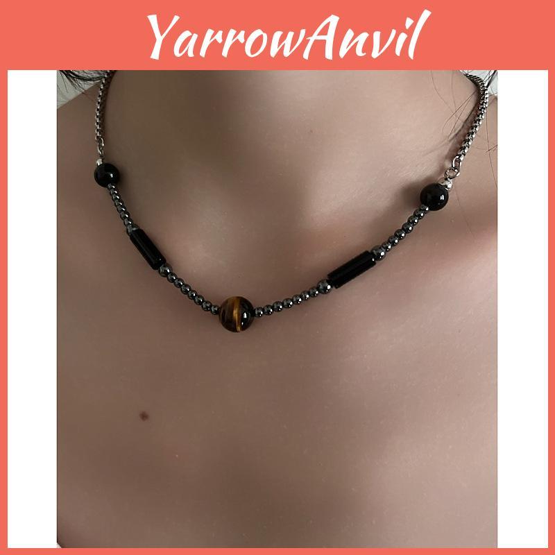 Vintage Geometric Tiger Eye String Chain With Titanium Steel Material For Casual Wear