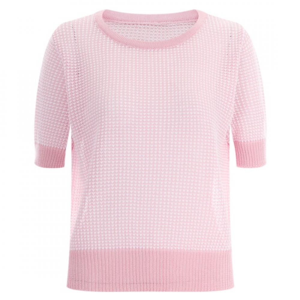 Shop Women Cooling Round Regular FiT Daily Cooling KniT T shirT Pink Bom Wkn