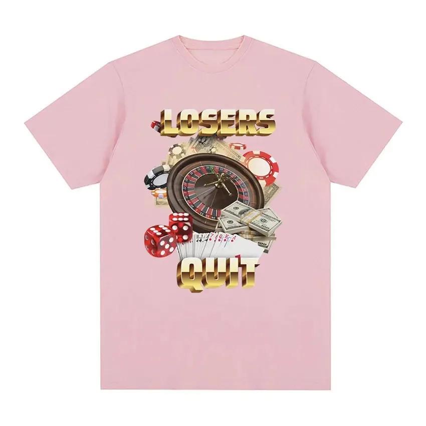 Losers Quit Gambling Meme Graphic T Shirt Unisex's Vintage Fashion O-Neck Clothing T-shirts Unisex Casual Cotton Oversized T-shirt