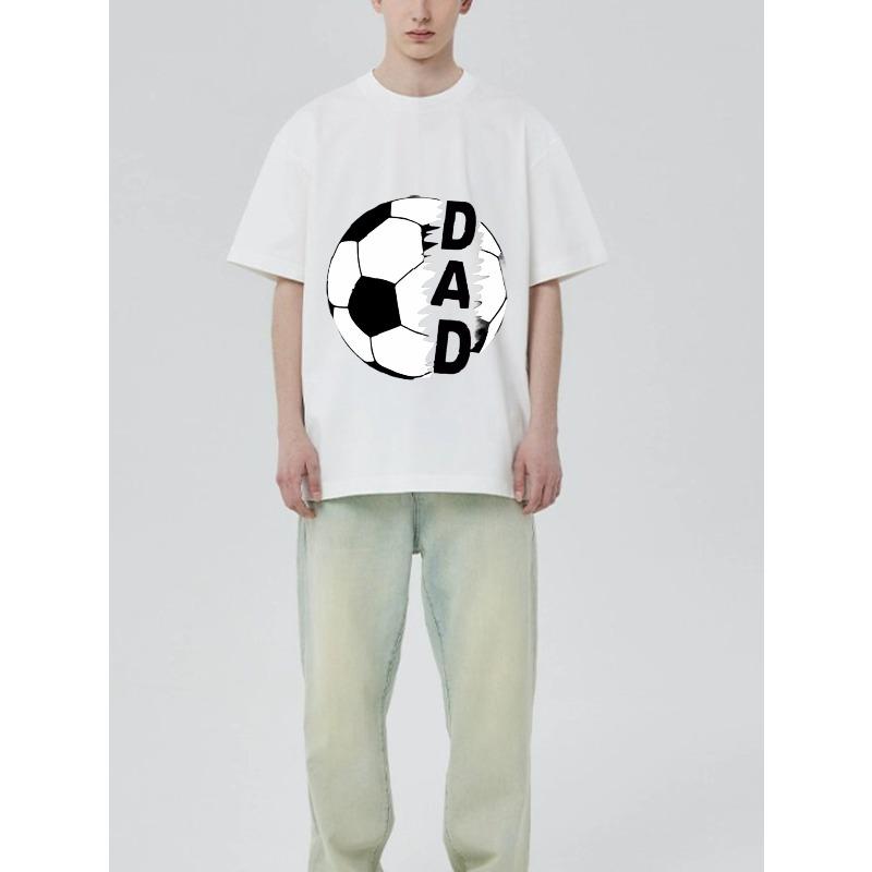 Черная футболка с принтом футбольного мяча и надписью «Папа» для повседневной носки
