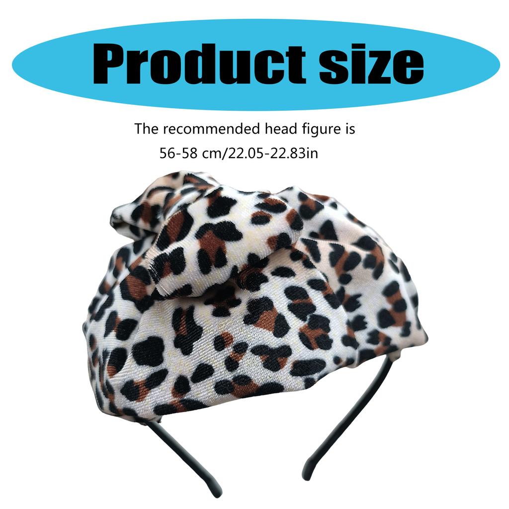 Bowknot Hairhoop Half Caps for Women Elegant Leopard Pattern Headband Nonslip Sweet Fascinator Hairband for Formal Dress