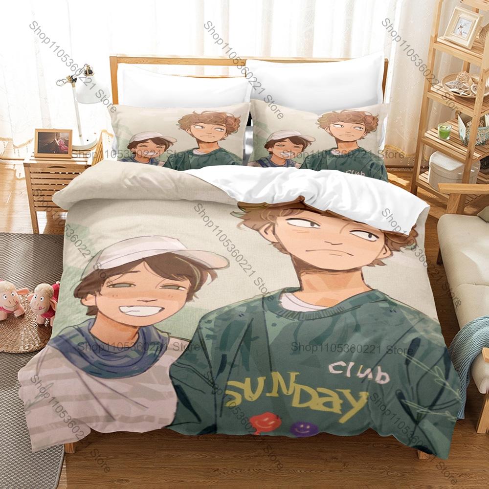 3D Printed Tommyinnit Sunday Club Cartoon Character Bedding 3Pcs 1 Quilt Cover & 2 Pillowcases All Season Gaming Fan Home Decor